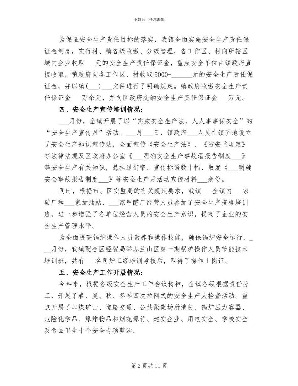 2024年镇安全生产工作总结汇报材料_第2页