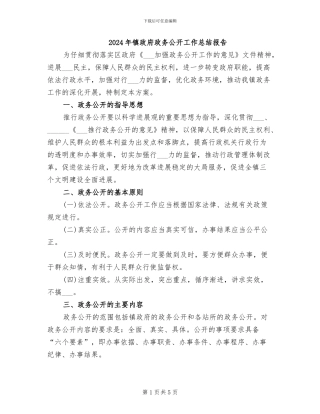 2024年镇政府政务公开工作总结报告