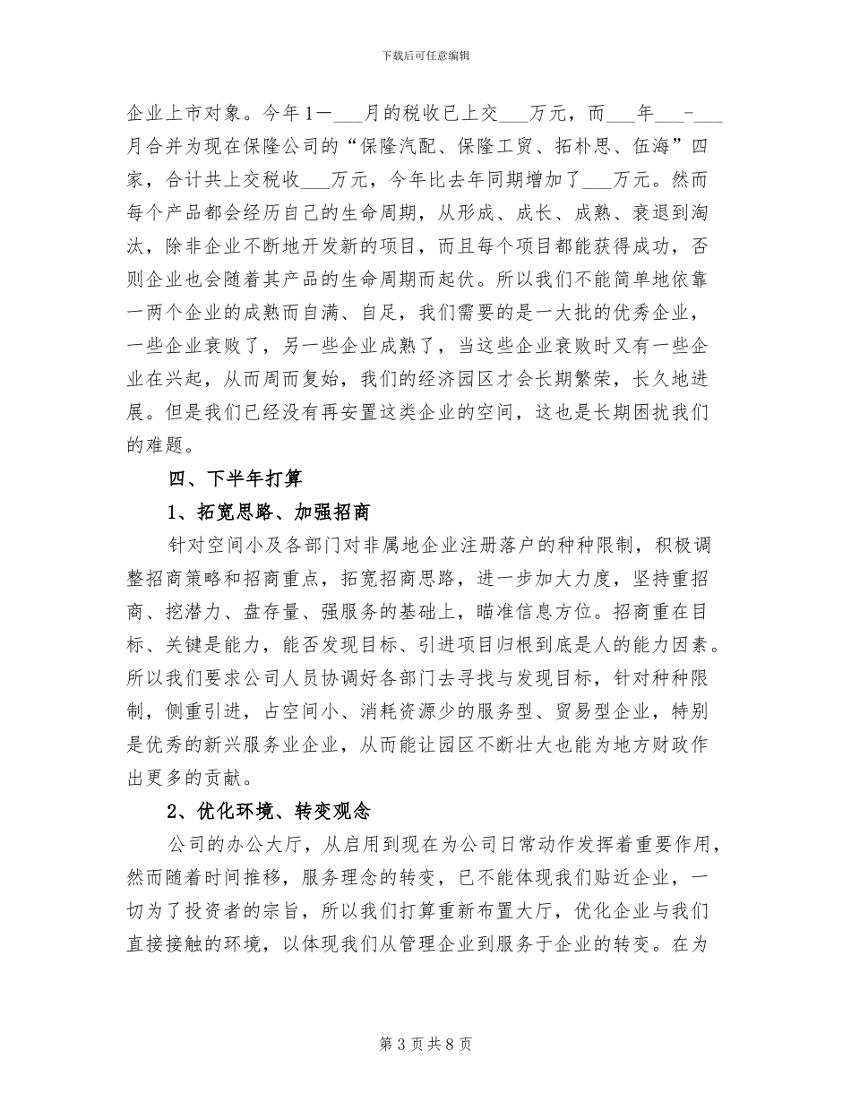 2024年镇开发区公司上半年工作总结和下半年安排_第3页