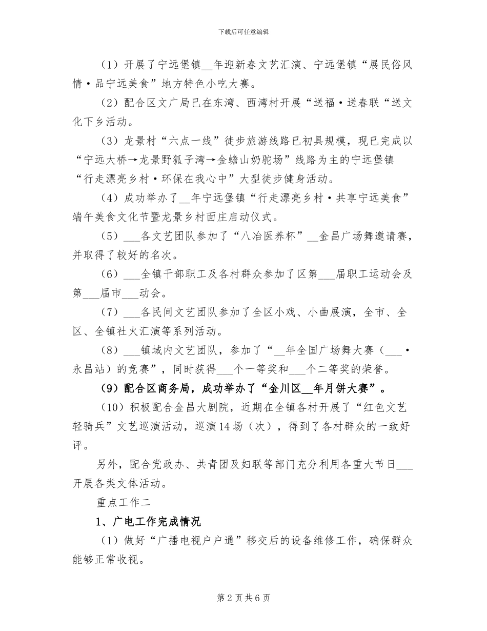 2024年镇文化服务中心工作总结_第2页