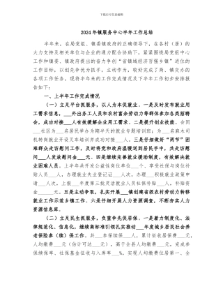 2024年镇服务中心半年工作总结