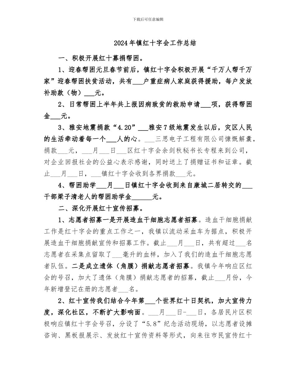 2024年镇红十字会工作总结_第1页