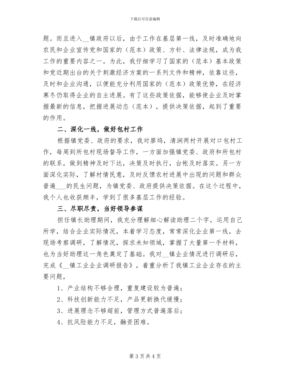 2024年镇长助理办公室工作总结_第3页