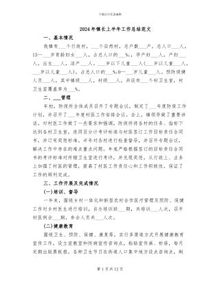 2024年镇长上半年工作总结范文