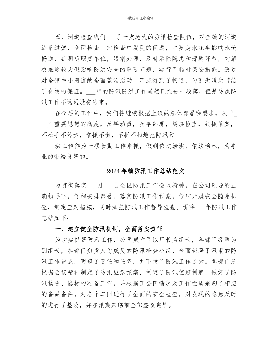 2024年镇防汛工作总结_第2页