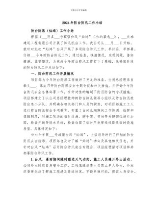 2024年防台防汛工作小结