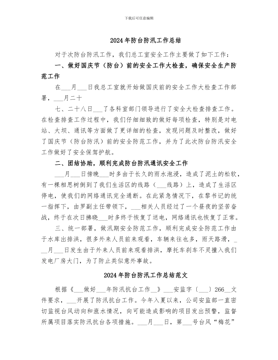 2024年防台防汛工作总结_第1页