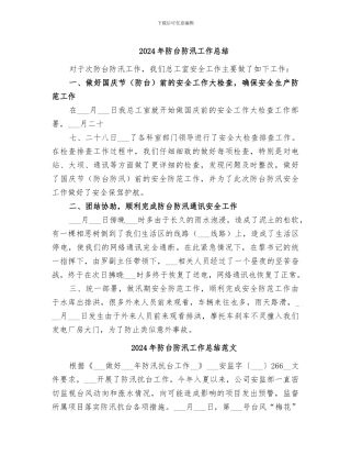 2024年防台防汛工作总结
