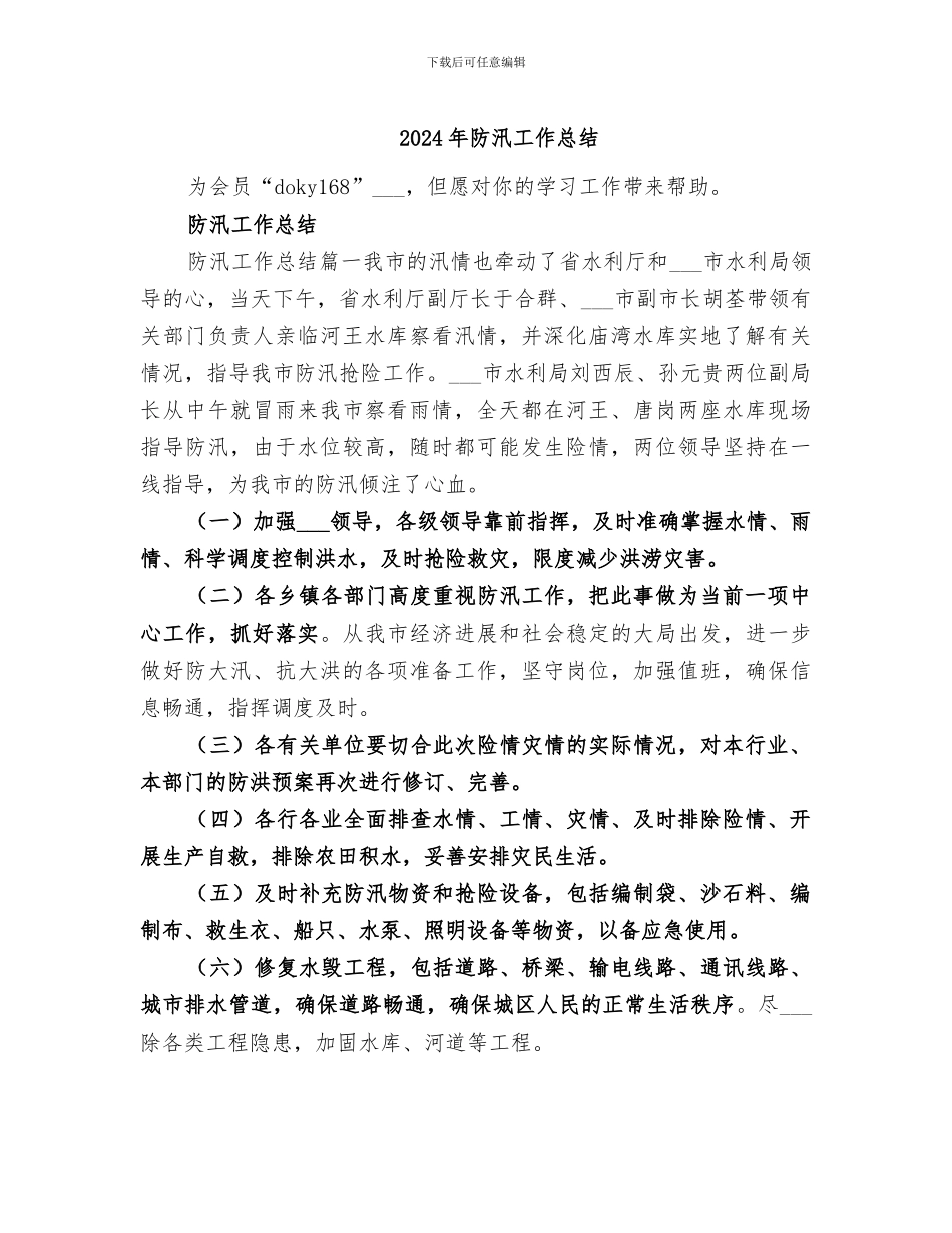 2024年防汛工作总结_第1页
