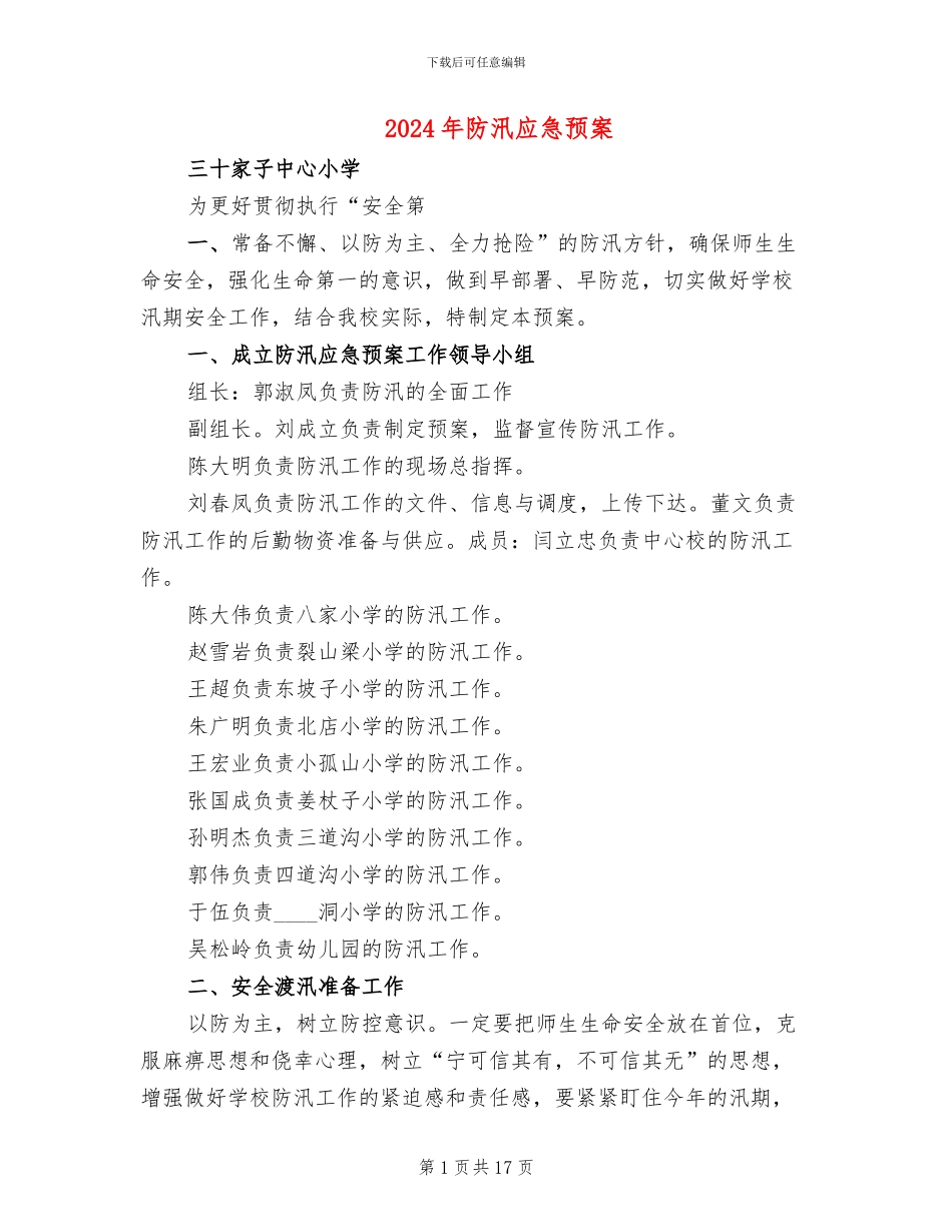2024年防汛应急预案_第1页
