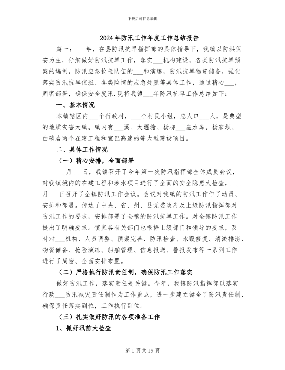 2024年防汛工作年度工作总结报告_第1页