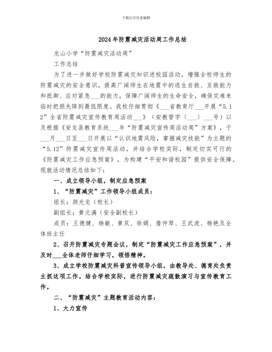 2024年防震减灾活动周工作总结_第1页