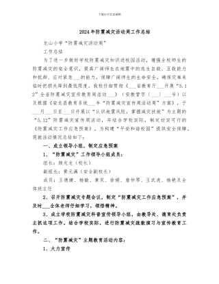 2024年防震减灾活动周工作总结