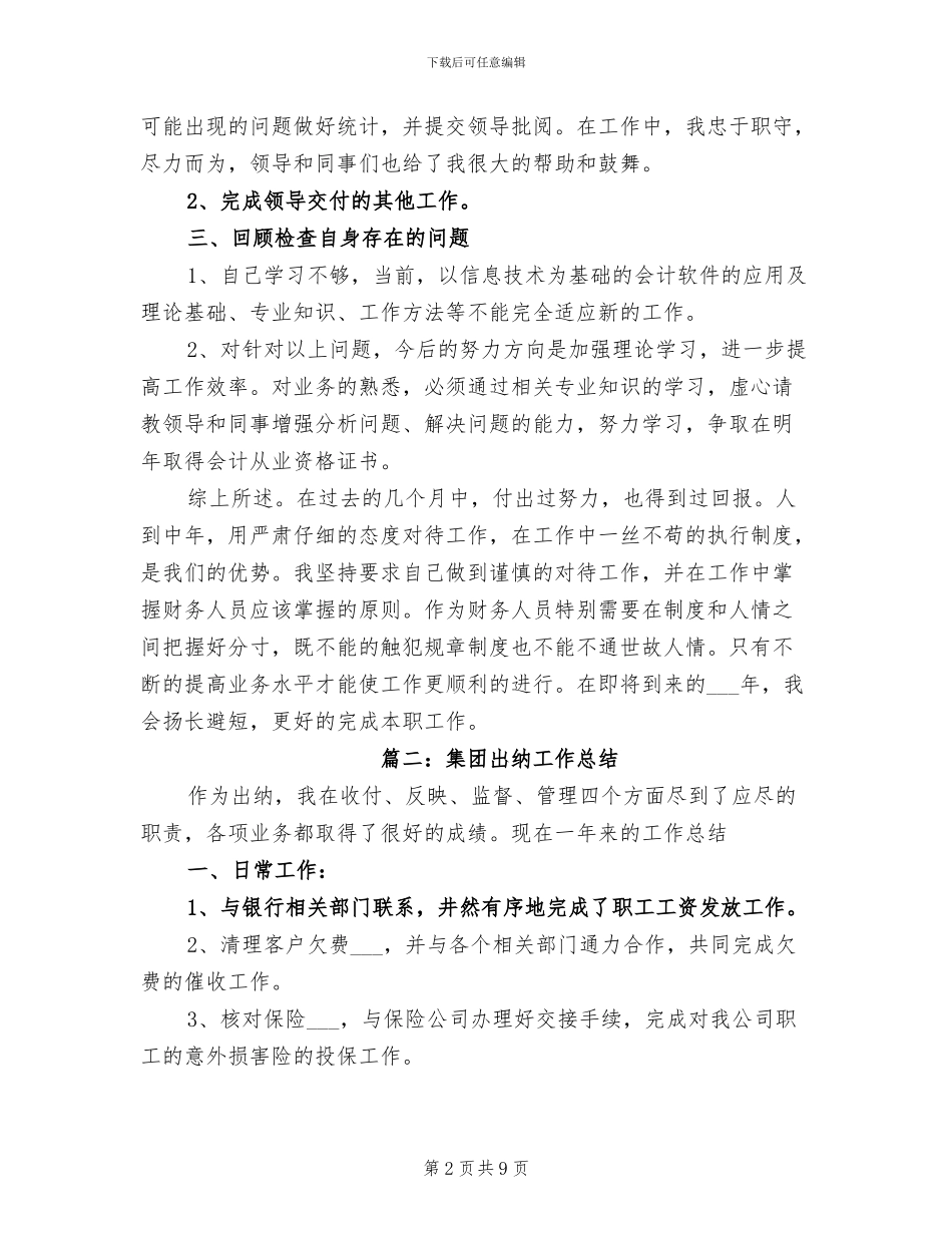 2024年集团出纳工作总结_第2页