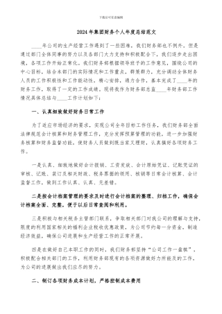 2024年集团财务个人年度总结范文