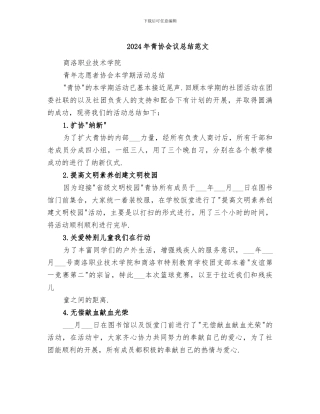 2024年青协会议总结范文