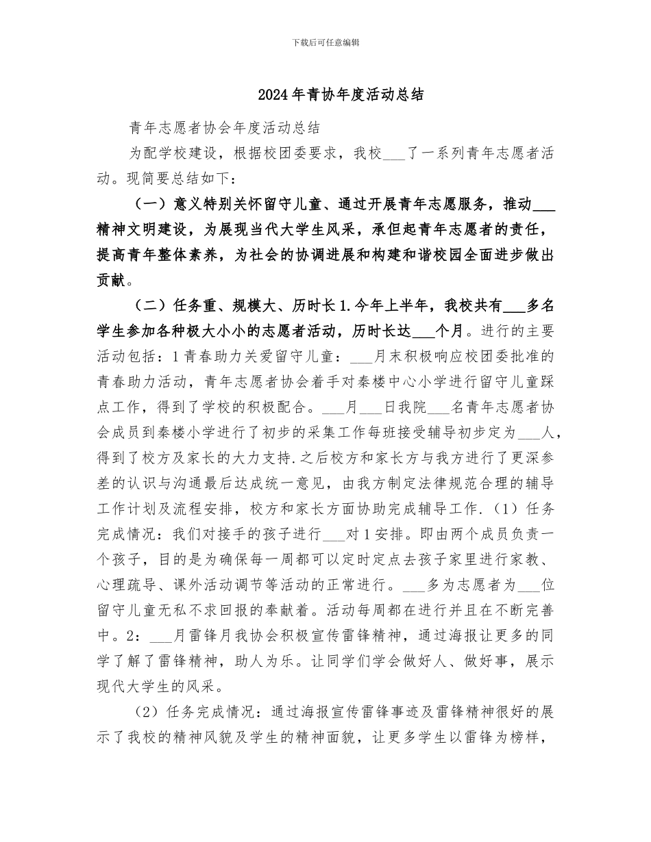 2024年青协年度活动总结_第1页