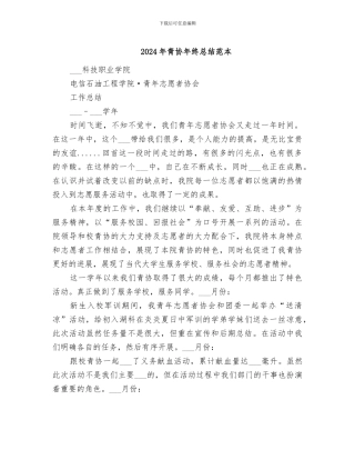 2024年青协年终总结范本