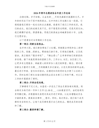 2024年青年志愿者协会年度工作总结