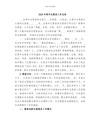 2024年青年志愿者工作总结