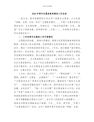 2024年青年志愿者素质建设工作总结