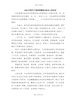 2024年青年干部挂职锻炼总结会上的发言