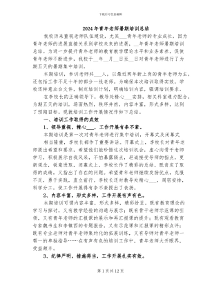 2024年青年教师暑期培训总结