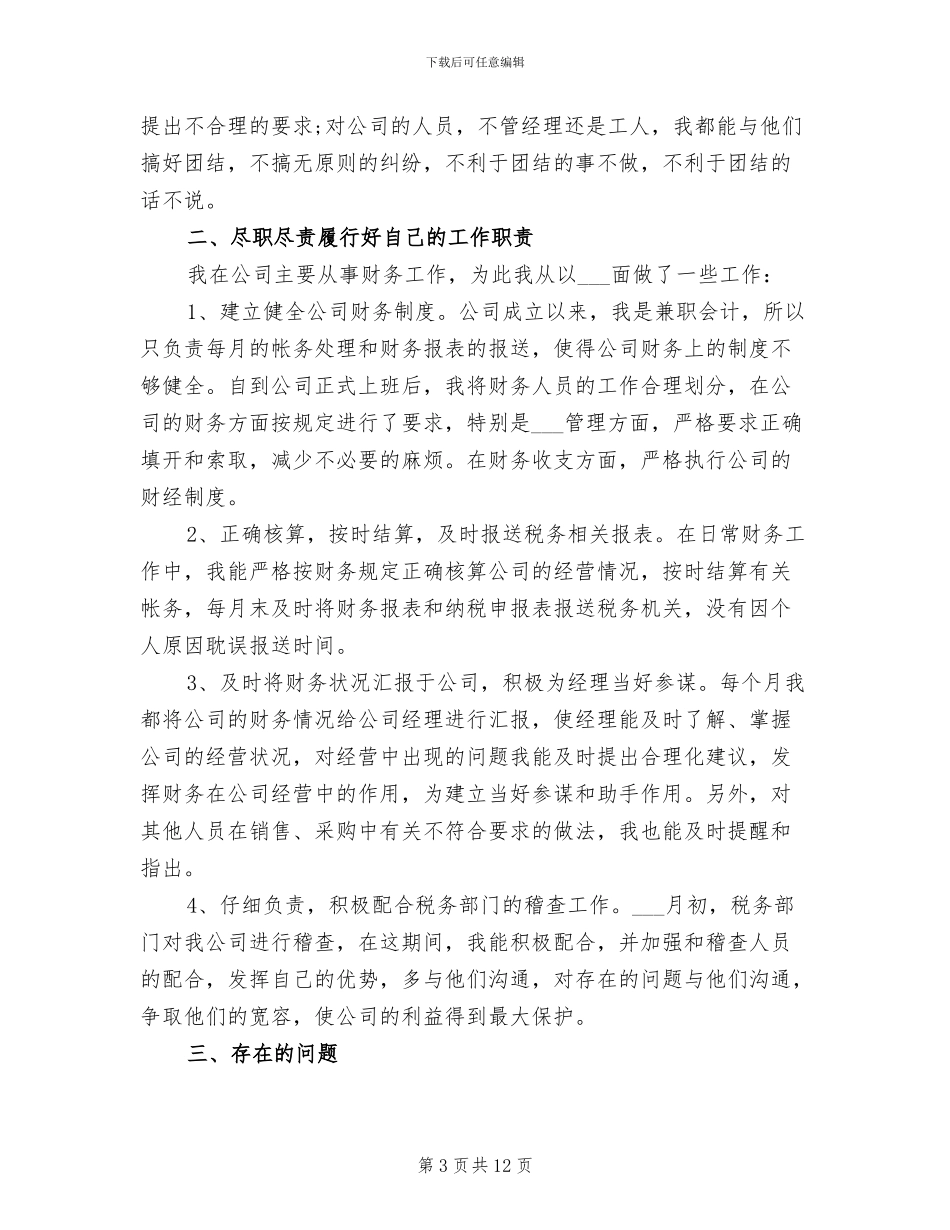 2024年项目会计试用期工作总结_第3页