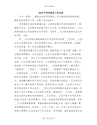 2024年项目建设工作总结
