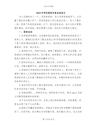 2024年项目招标年度总结范文