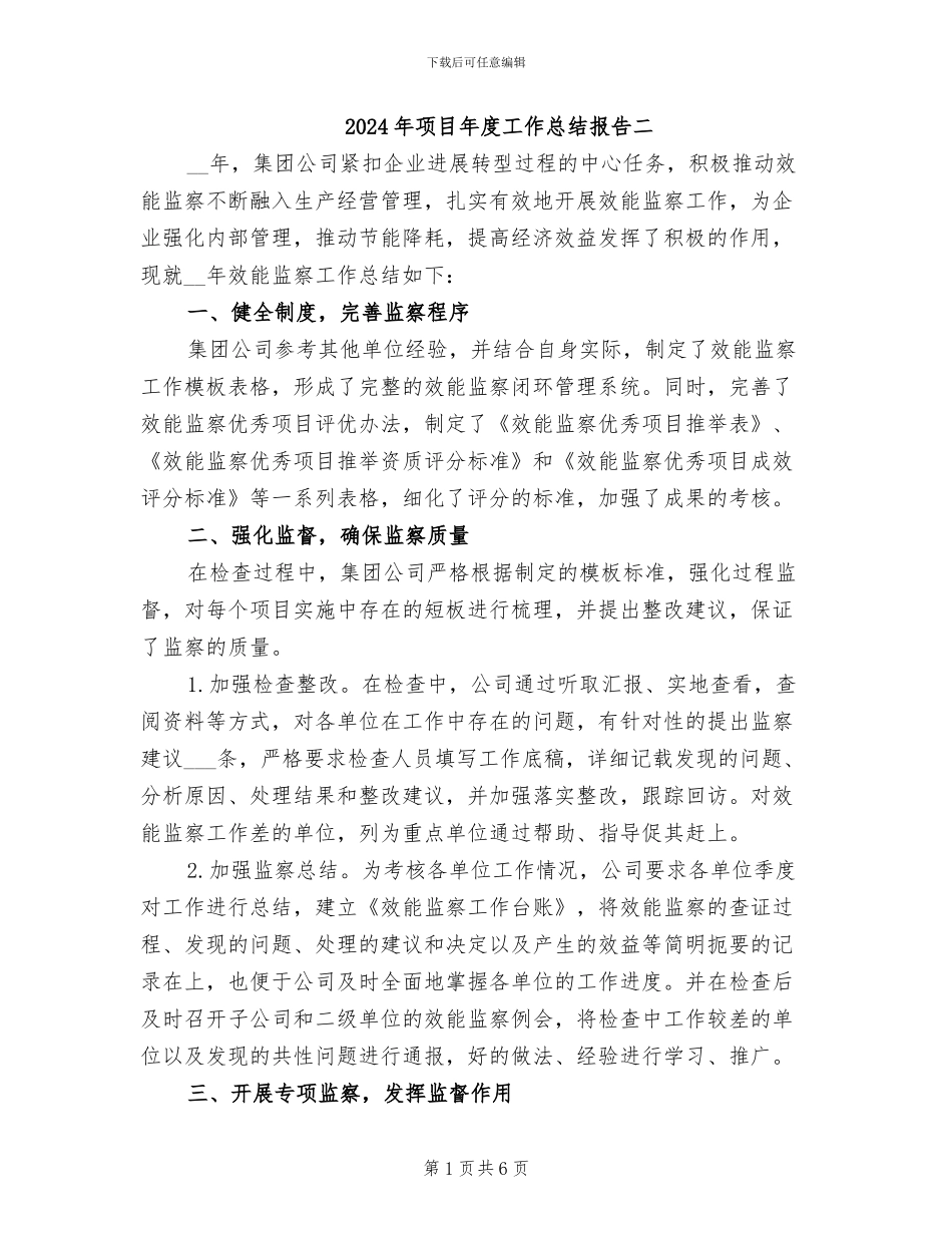 2024年项目年度工作总结报告二_第1页