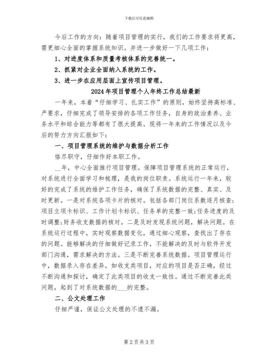 2024年项目管理个人年终工作总结_第2页