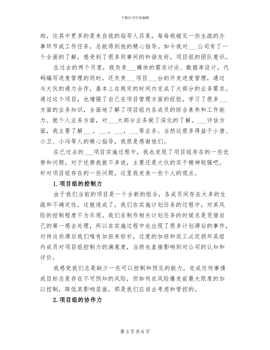 2024年项目管理试用期工作总结范文_第3页