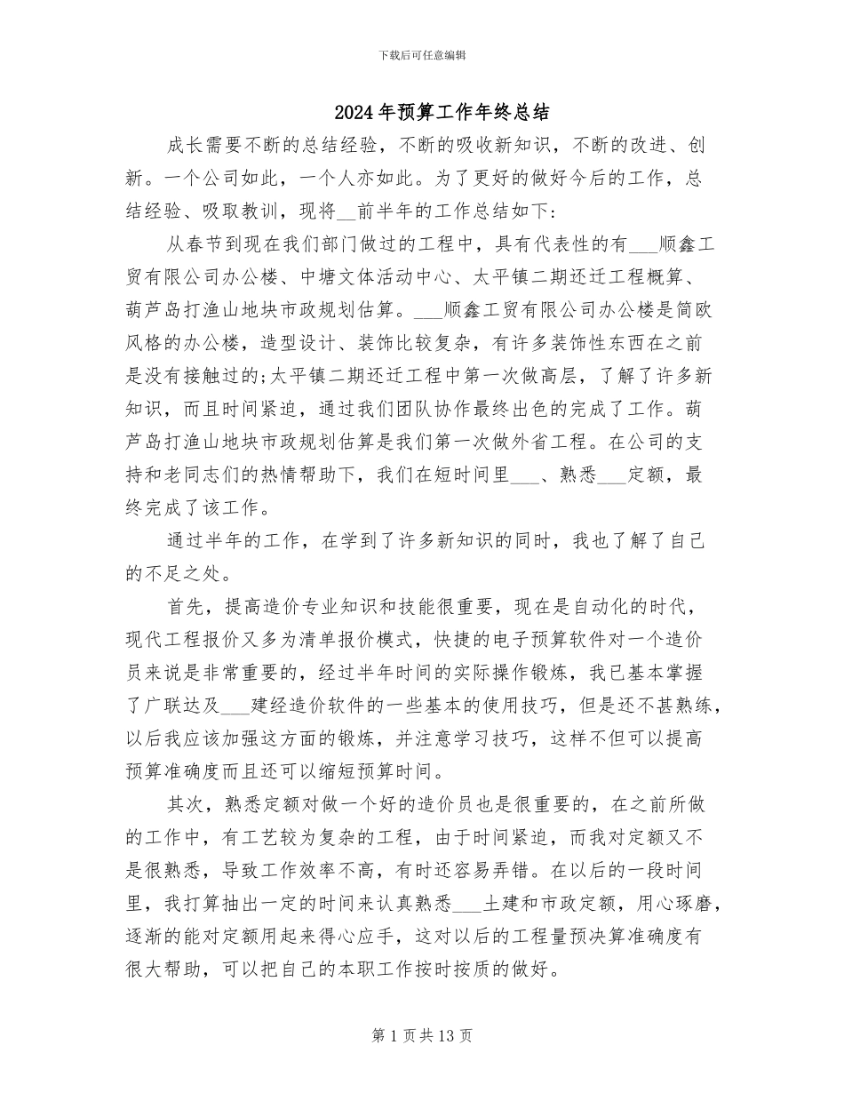 2024年预算工作年终总结_第1页