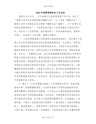 2024年预算管理财务工作总结