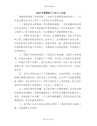 2024年预算部门工作个人总结