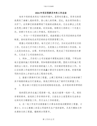 2024年项目预算员年终工作总结