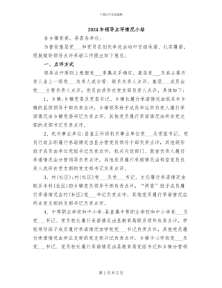 2024年领导点评情况小结