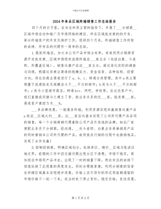 2024年食品区域终端销售工作总结报告