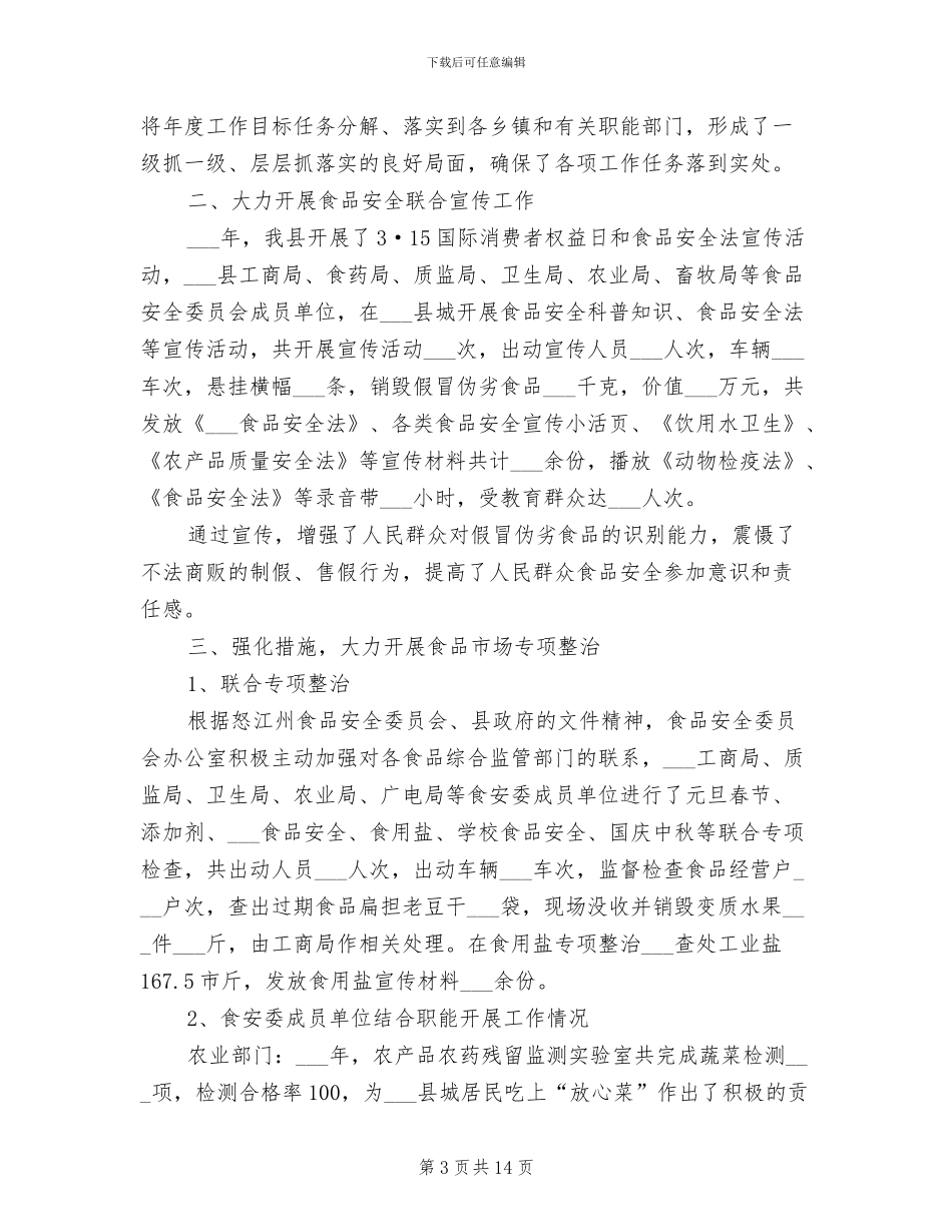 2024年食品安全大检查大整治工作总结_第3页