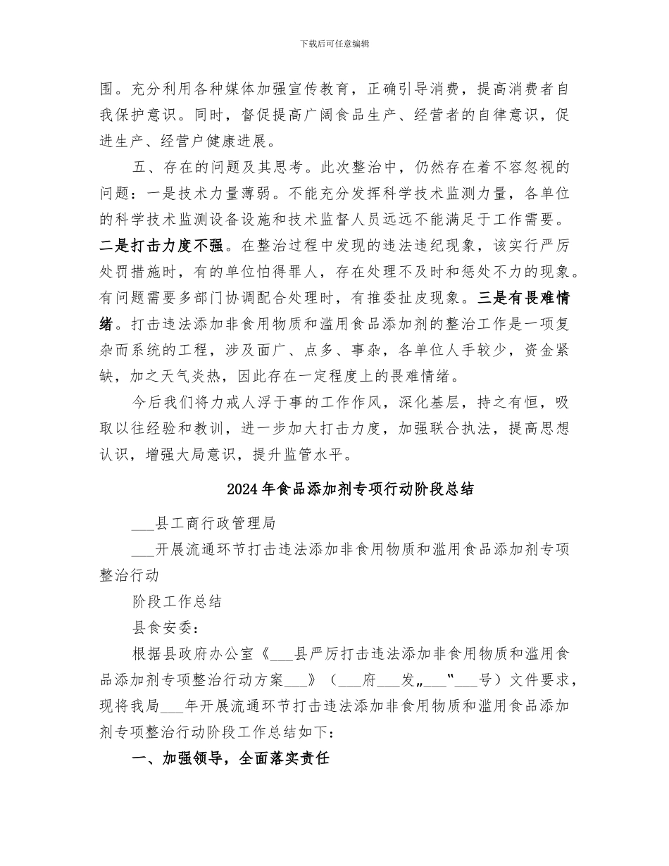 2024年食品添加剂专项整治工作总结范本_第3页