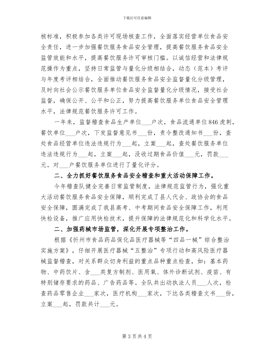 2024年食品药品稽查年度总结_第3页
