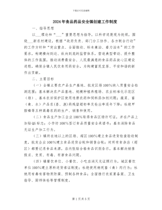 2024年食品药品安全镇创建工作制度
