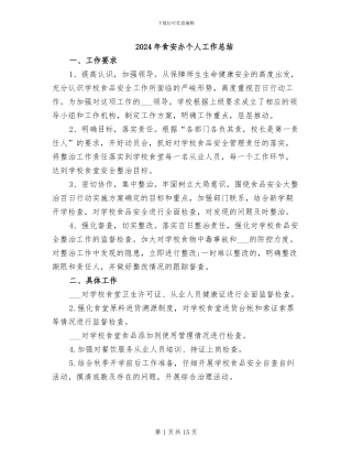 2024年食安办个人工作总结