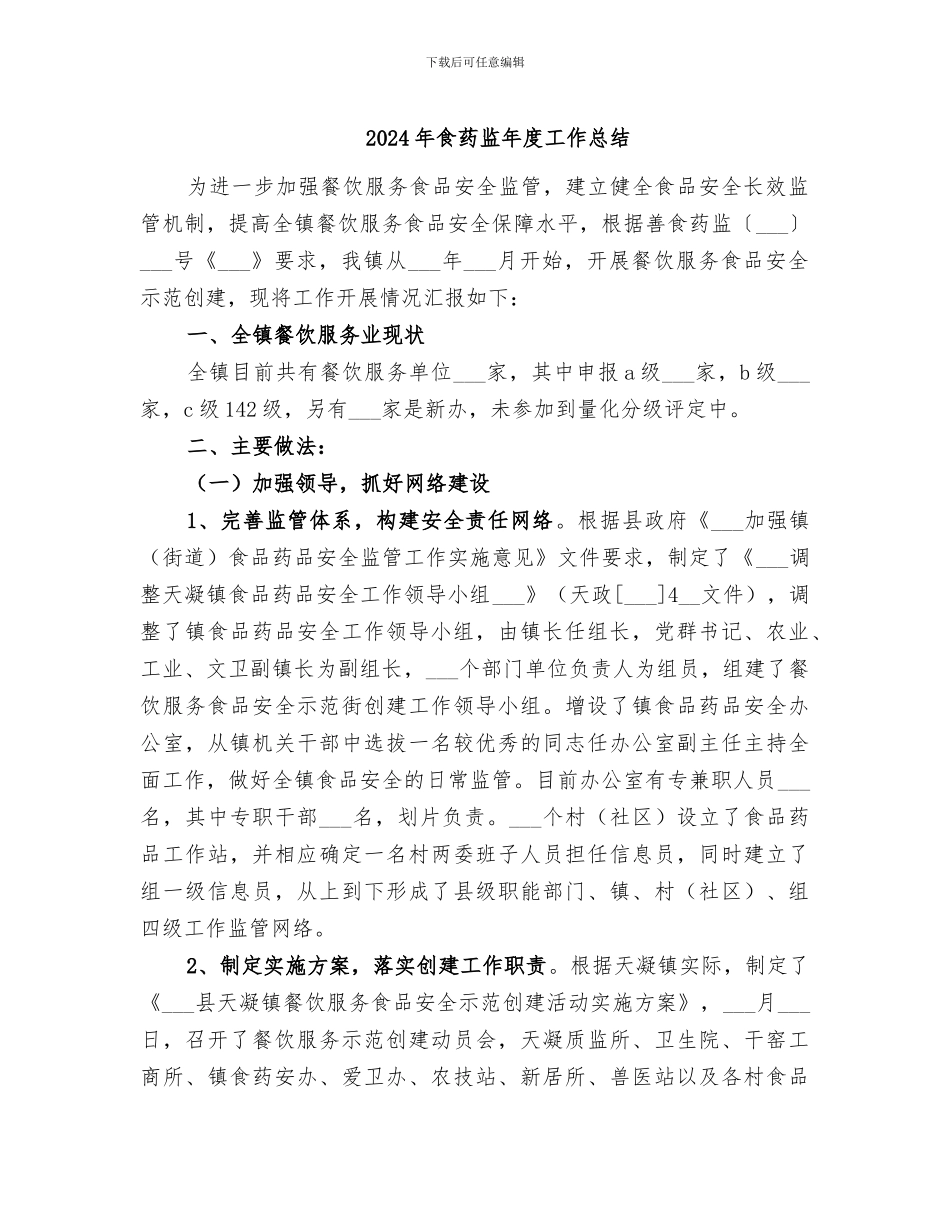 2024年食药监年度工作总结_第1页