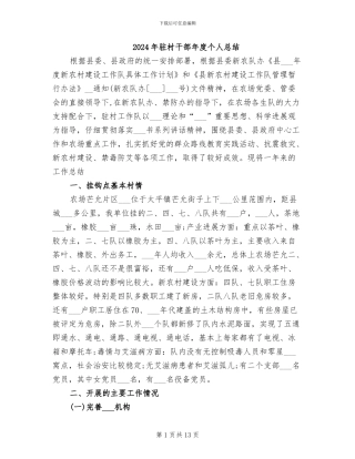 2024年驻村干部年度个人总结