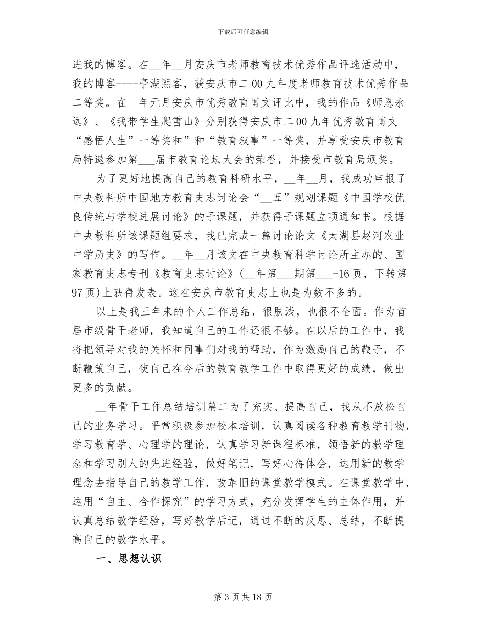 2024年骨干工作总结范本_第3页