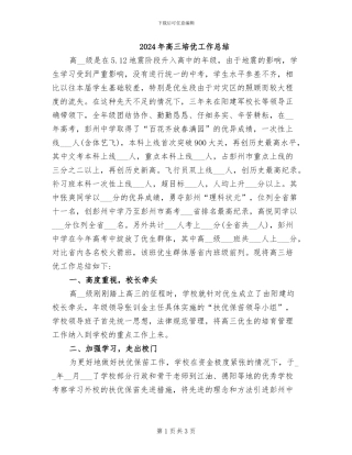 2024年高三培优工作总结