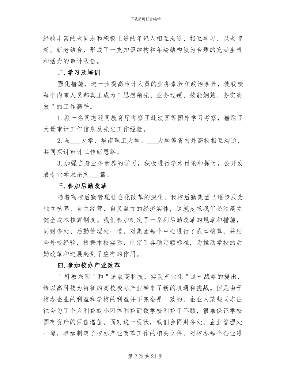 2024年高校内部审计工作总结_第2页