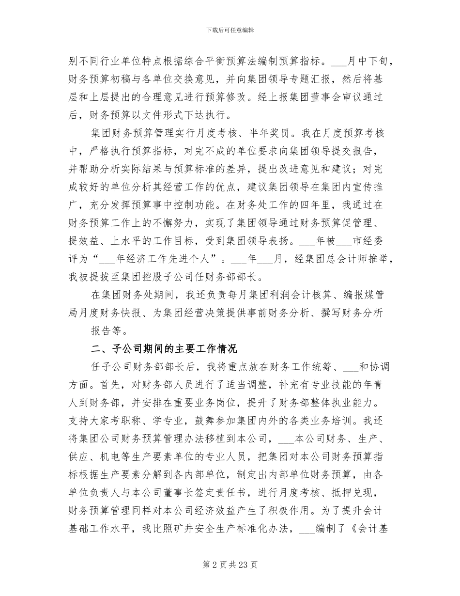 2024年高级会计师专业技术工作总结_第2页